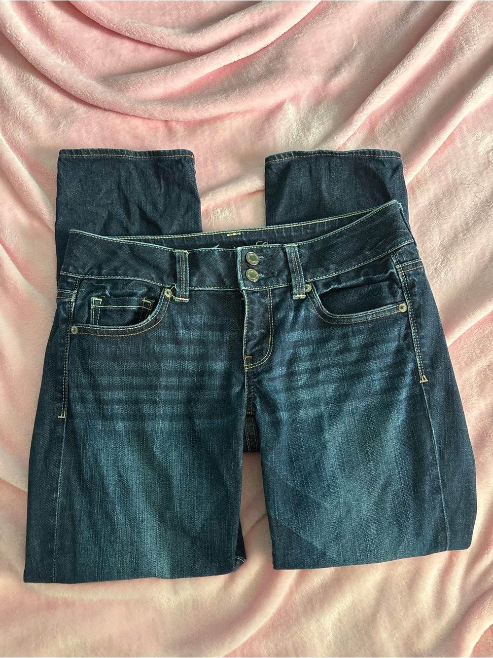 American Eagle Dark Wash Low Rise Stretch Artist Flare Jeans Size 4